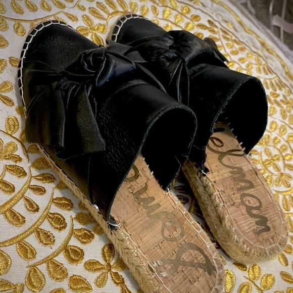 Sam Edelman Shoes - Sam Edelman leather black lynda bow espadrilles size 7.5